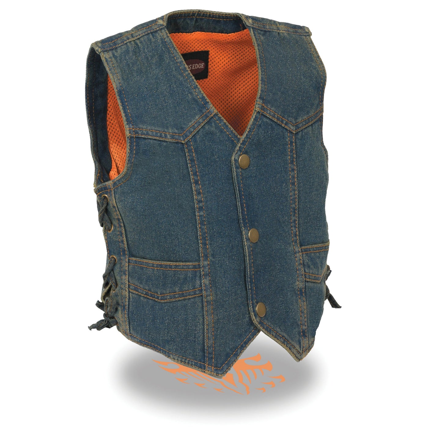 Kids Basic Denim Side Lace Four Snap Vest