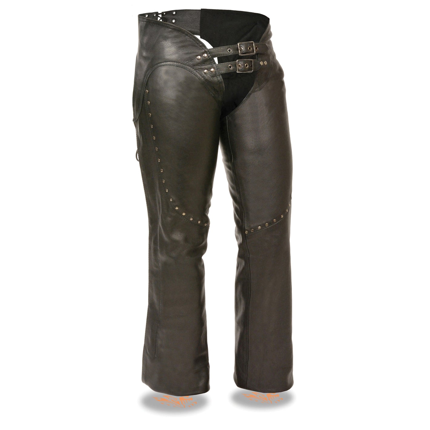 Ladies Low Rise Double Buckle Chap w/ Rivet Detailing