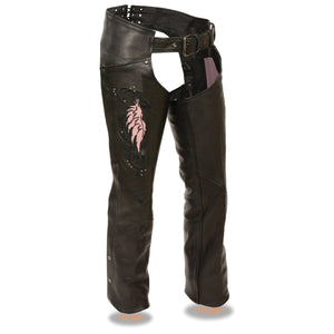Ladies Chap w/ Wing Embroidery And Rivet Detailing