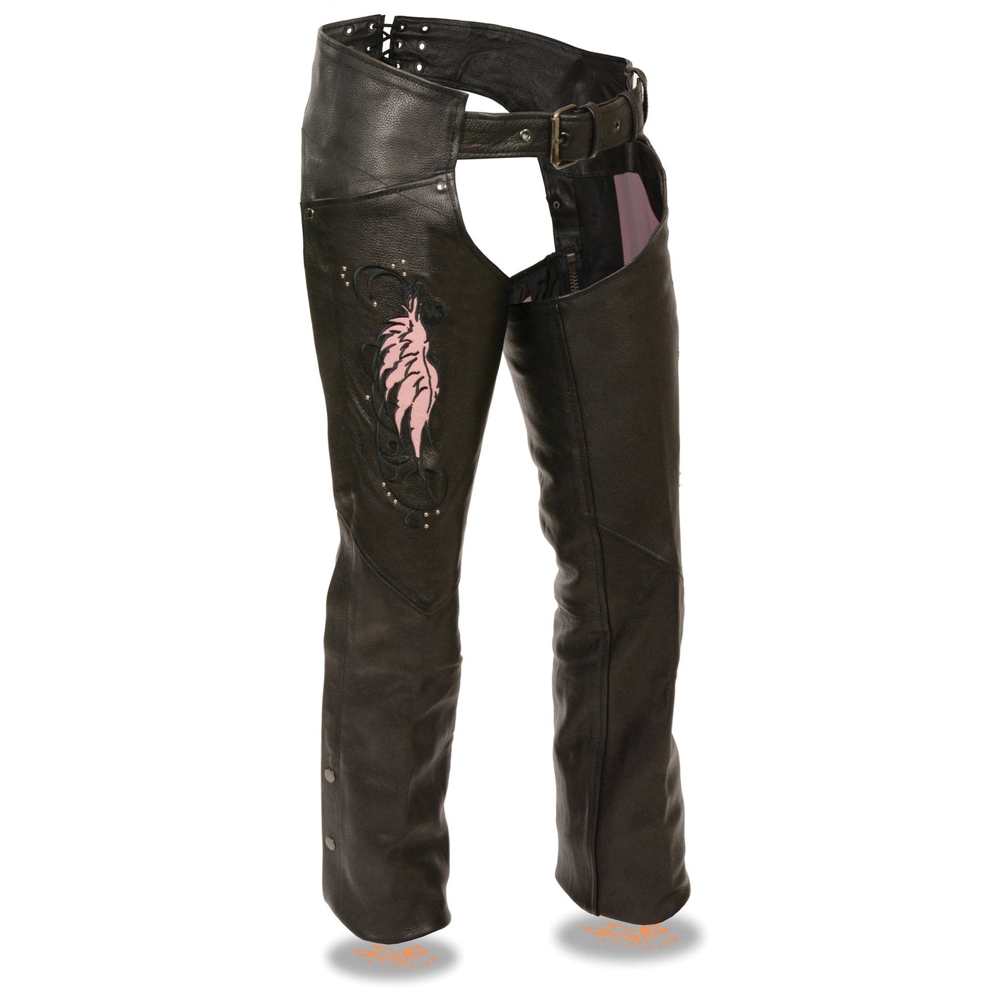 Ladies Chap w/ Wing Embroidery And Rivet Detailing