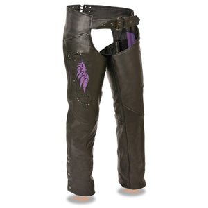 Ladies Chap w/ Wing Embroidery And Rivet Detailing
