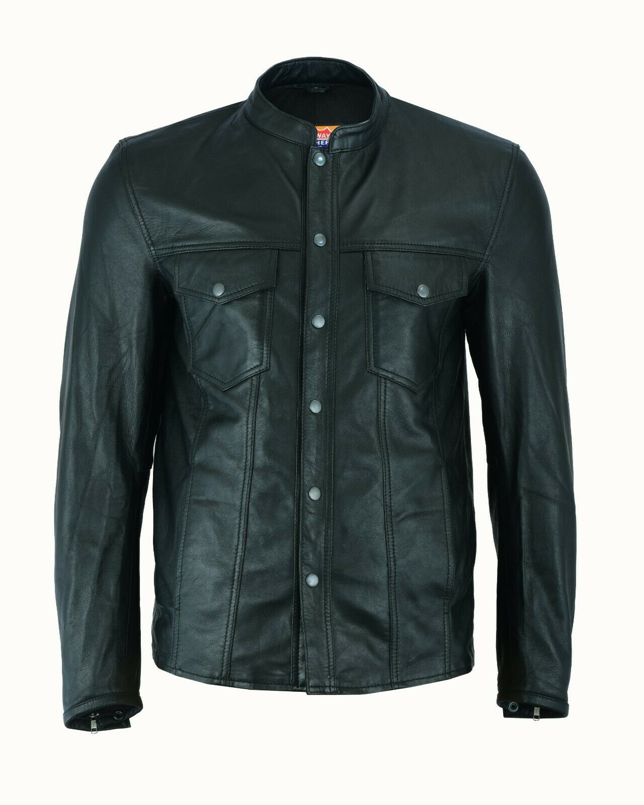 Leather Club Style Zipper Vest (With Collar)