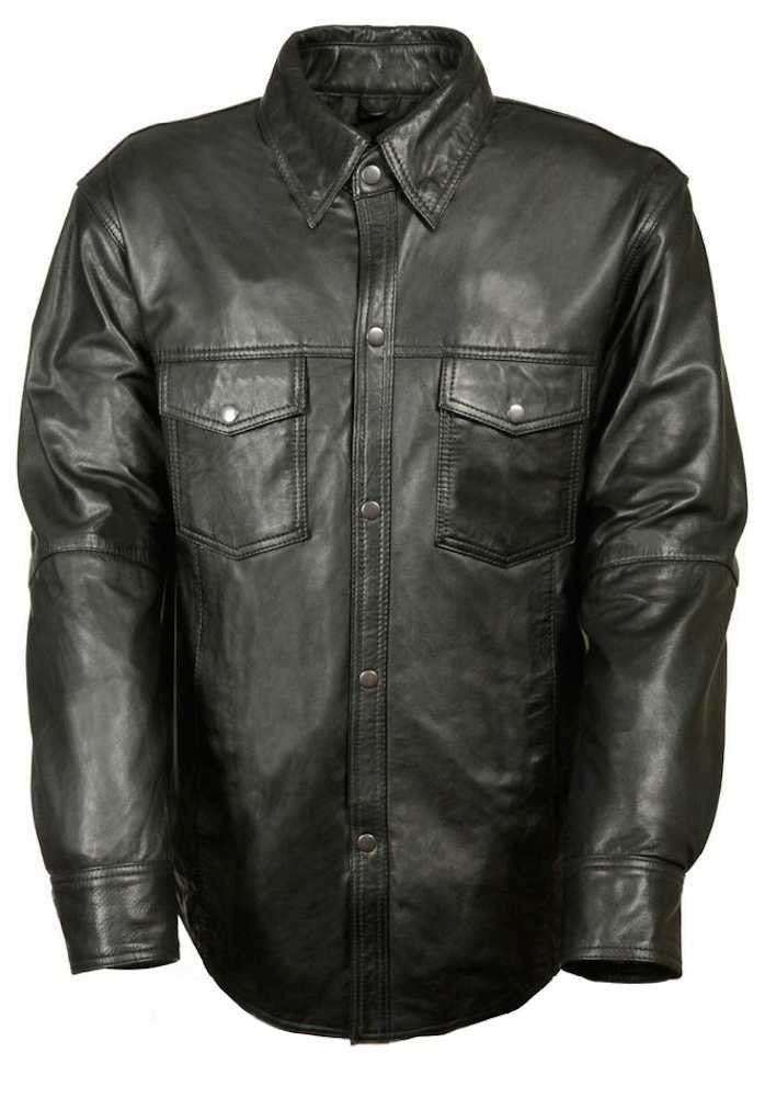 Men's Lightweight Leather Shirt LKM1600-BLACK