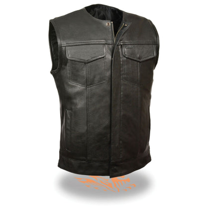 Men's Collarless Snap/Zip Front Club Vest
