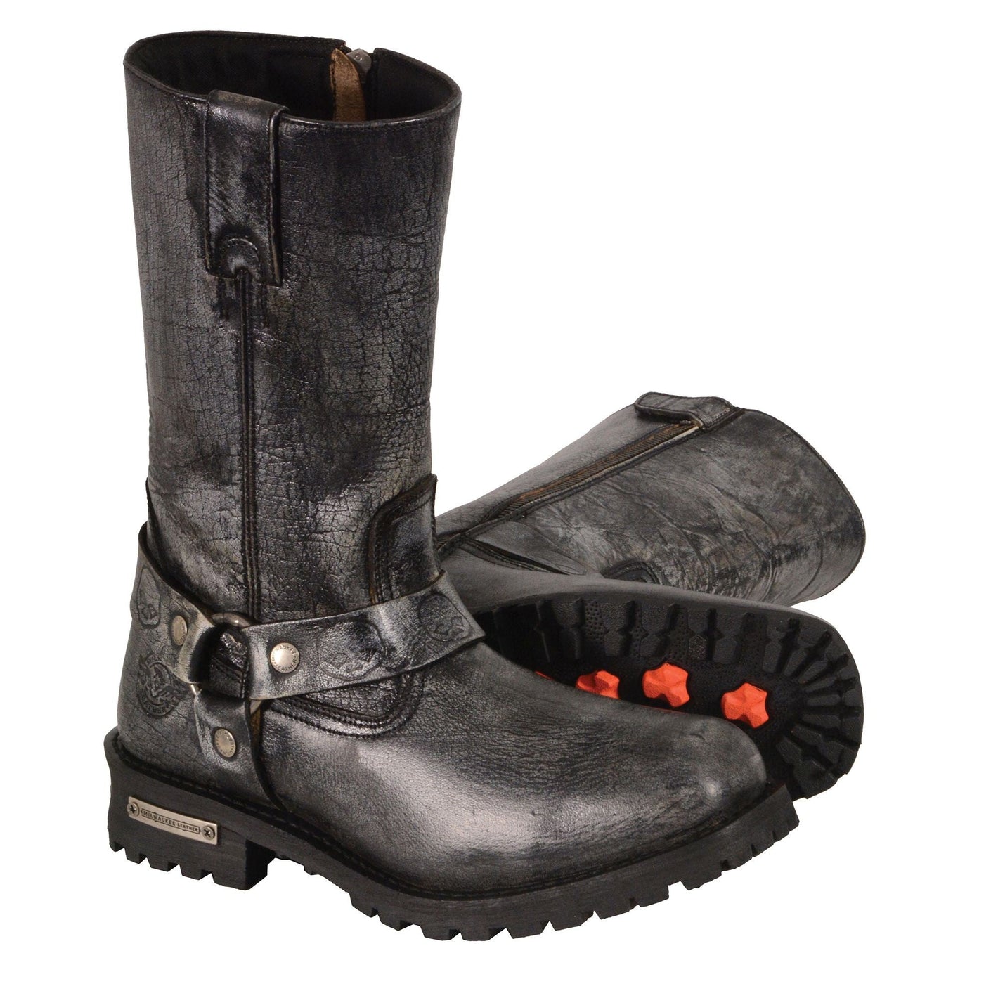 Men's Distressed Gray 11" Inch Classic Harness Square Toe Boot