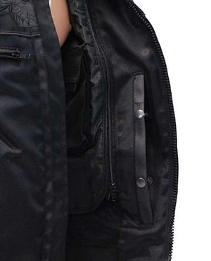 Women Nylon Motorcycle Jacket with Reflector Skulls with Gun Pockets