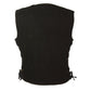 MDL4020-BLACK Women's 6 Pocket Side Lace Denim Vest w/ Gun Pockets