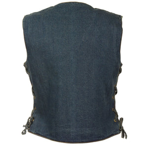 Women's 6 Pocket Side Lace Denim Vest w/ Gun Pockets