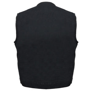 Men's Collarless Denim Club Vest w/ Hidden Zipper
