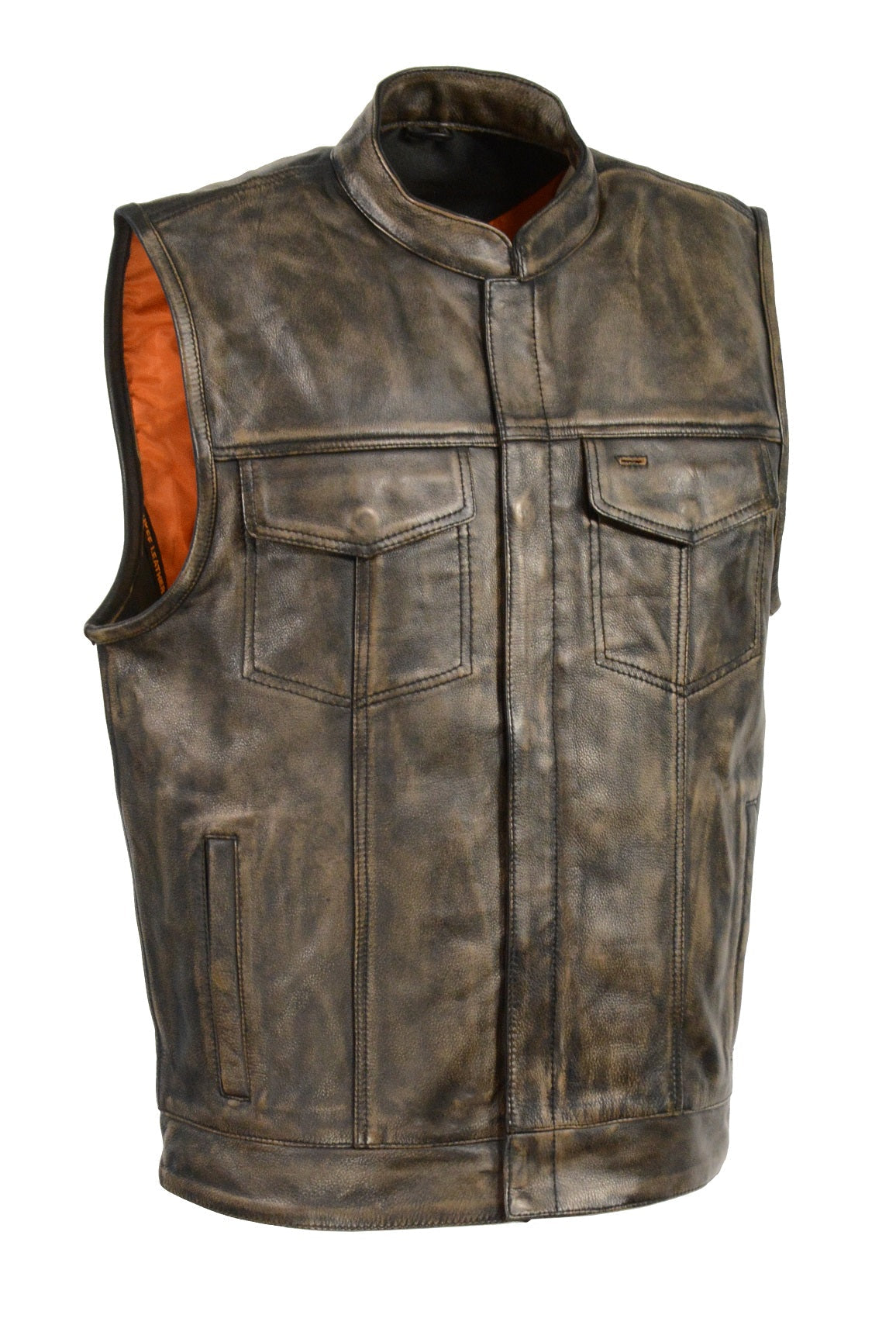 Beige Outlaw Leather Club Vest Zipper/Snap