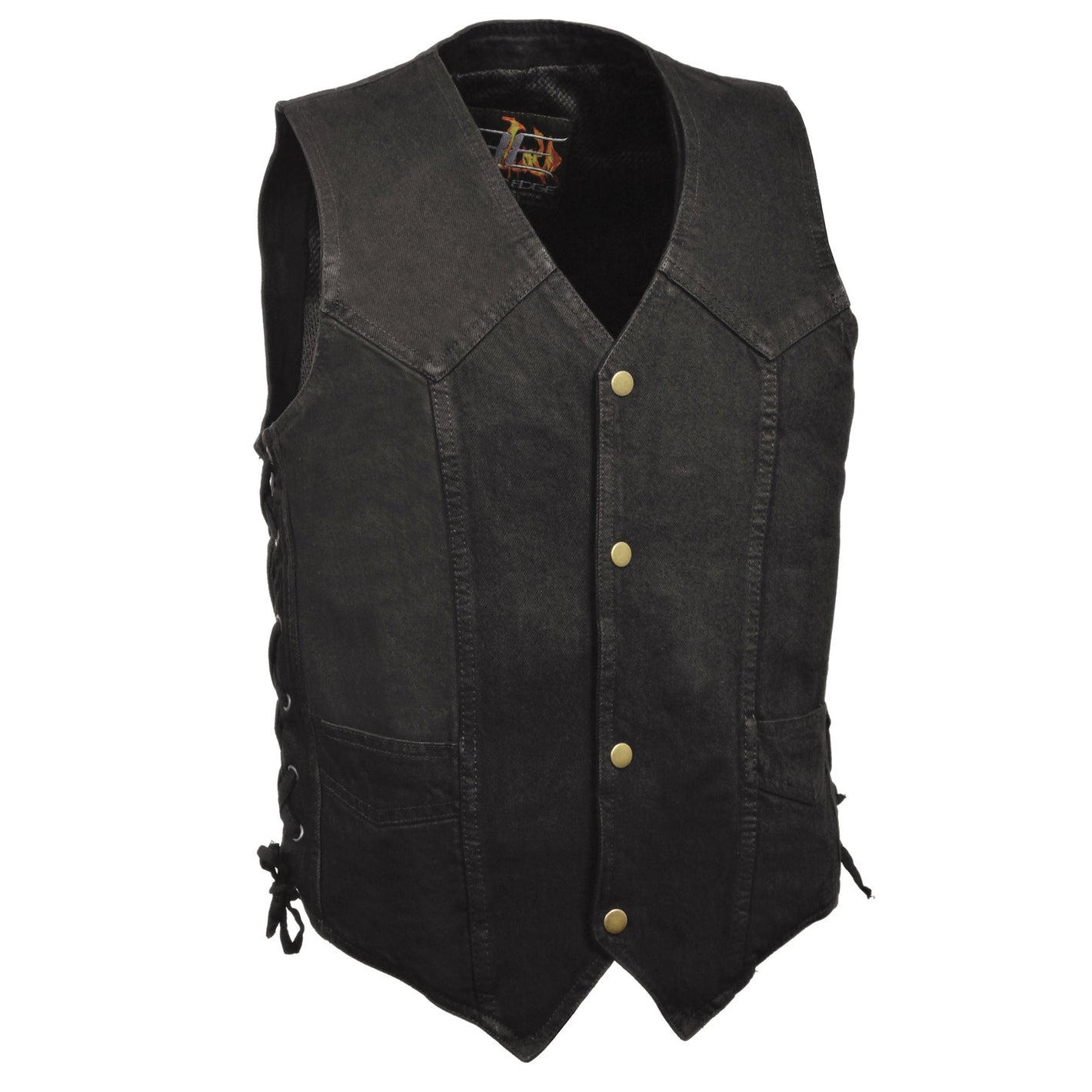 Men's Classic Snap Front Side Lace Denim Vest