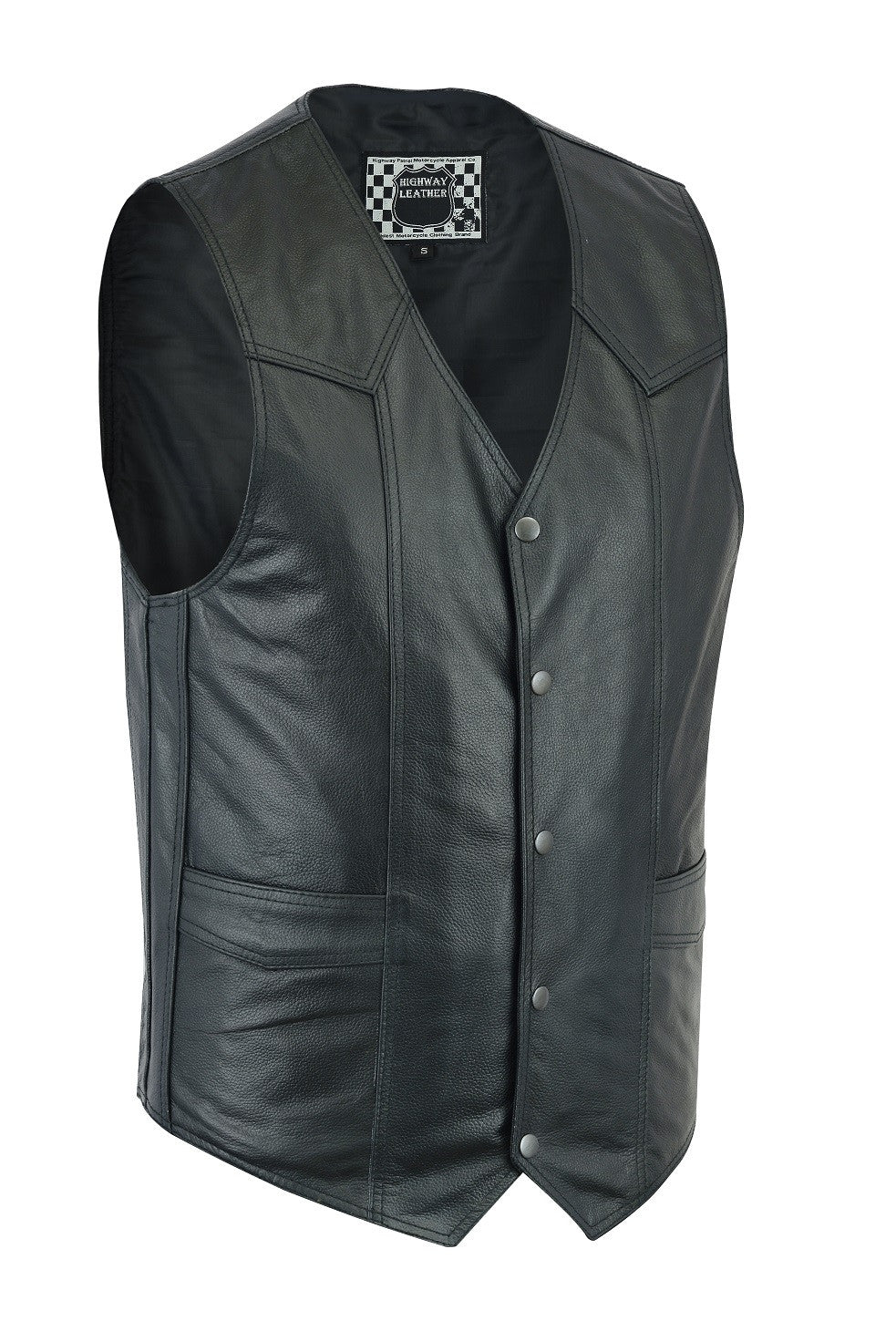 Men's Classic Snap Front with Ammo pockets Biker Leather Vest