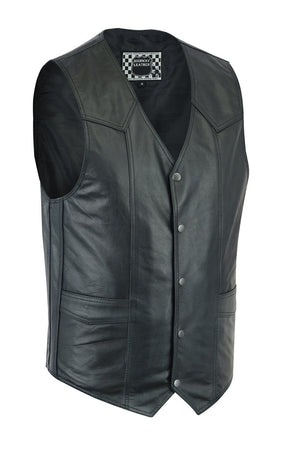 Men's Classic Snap Front with Ammo pockets Biker Leather Vest