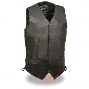 Men's Classic Side Lace Biker Vest - Tall