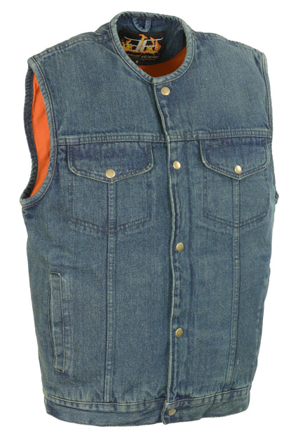 Men's Snap Front Denim Club Vest w/ Gun Pocket