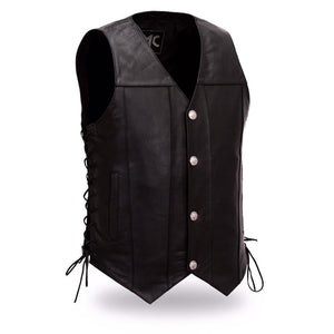Men's Buffalo Nickel Leather Vest. Concealed Gun Pockets. Adjustable Side Lacing