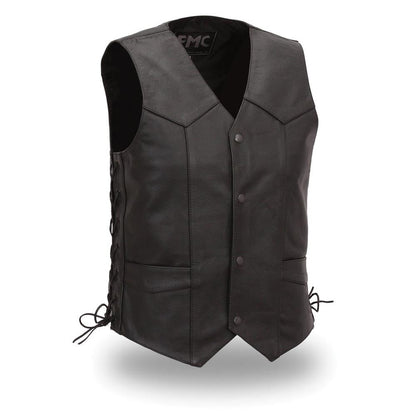 Men's Cabine Side Lace Classic Leather Vest. Fully Lined.