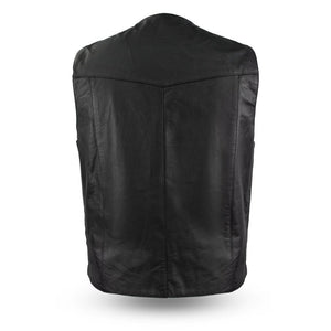 Men's Classic Top Shot Four Snap Leather Vest Classic Look