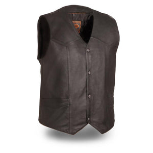 Men's The Texan Black Motorcycle Leather Vest