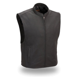 Men's Zip Front Club Patch Vest Black