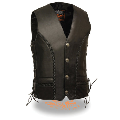 Men's Braided Side Lace Vest w/ Buffalo Snaps