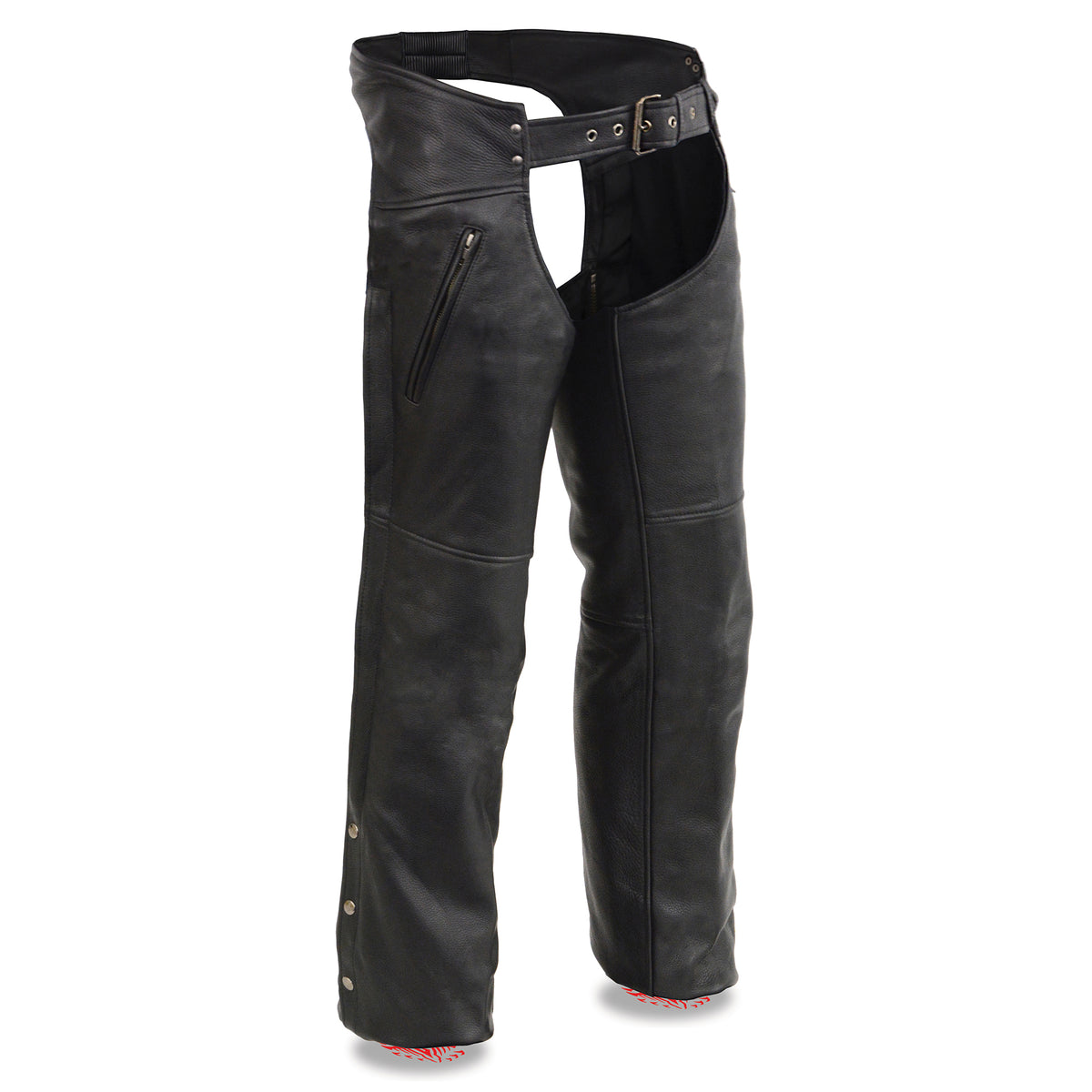 Men's Leather Chaps w/ Zippered Thigh Pockets & Heated Technology