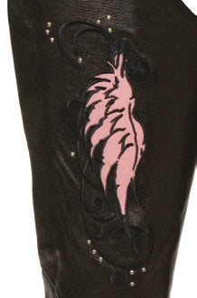 Pink Wing hip hugger women leather chap