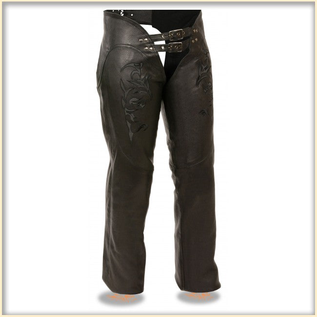 Black Hip Hugger Women Leather Chaps