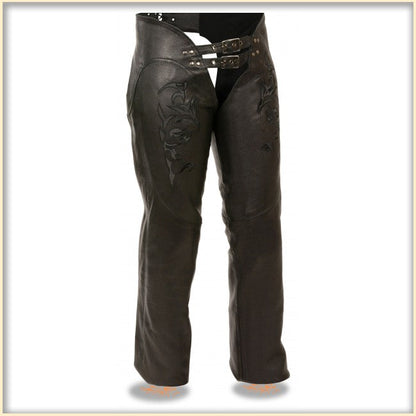 Black Hip Hugger Women Leather Chaps