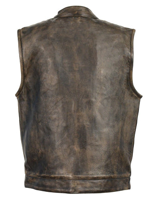 Beige Outlaw Leather Club Vest Zipper/Snap