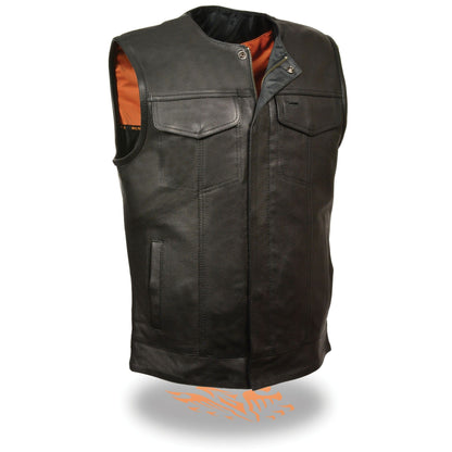 Men's Collarless Snap/Zip Front Club Vest