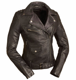 New The Iris Ladies Leather Motorcycle Jacket