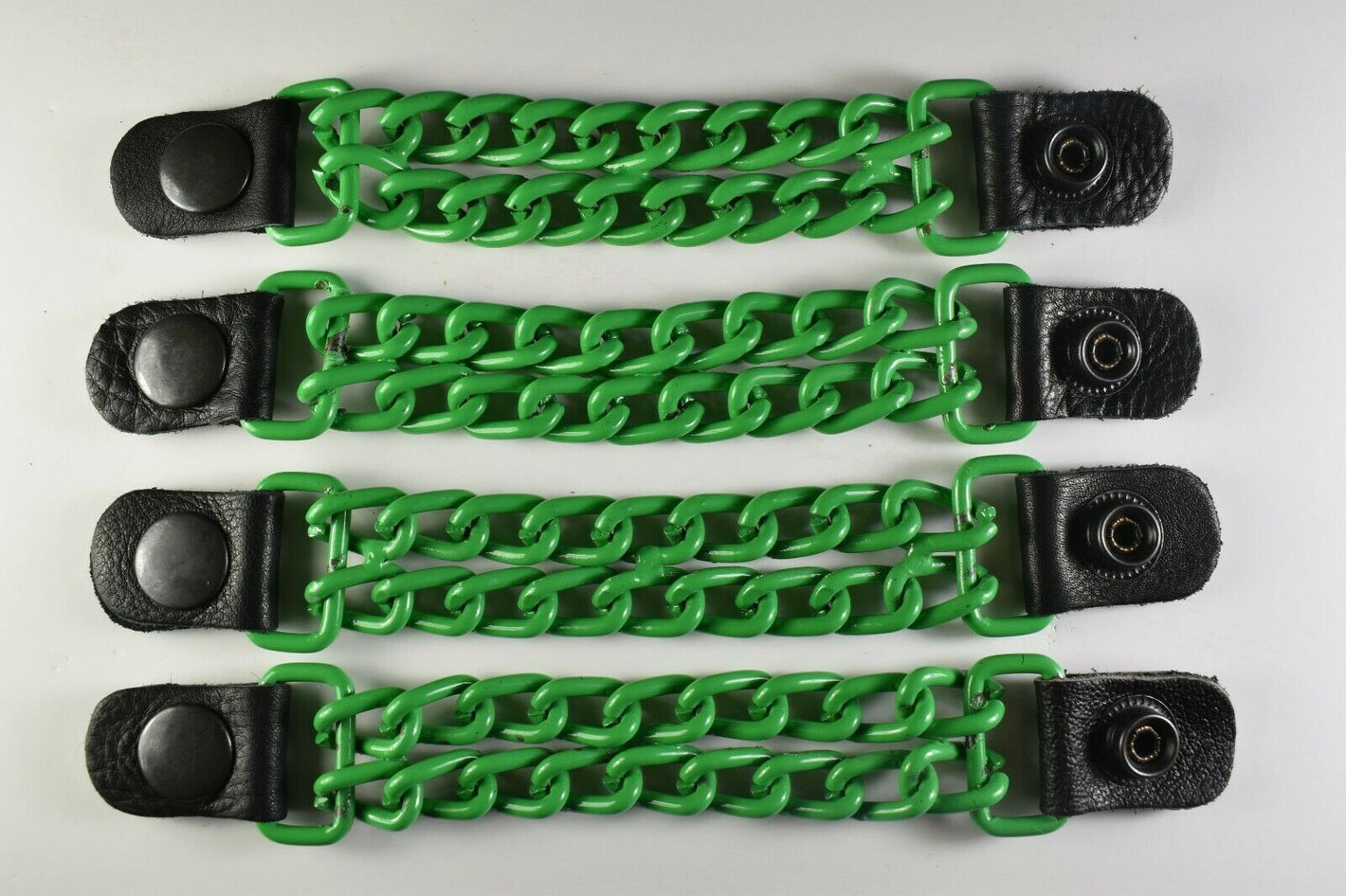 Motorcycle Leather Chain Vest Extender Biker Snap on - Extend your Vest (GREEN)