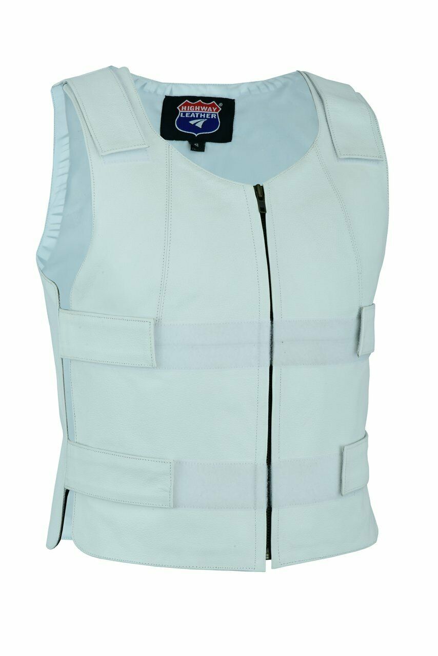 White Leather - Women Bulletproof Style Motorcycle Vest