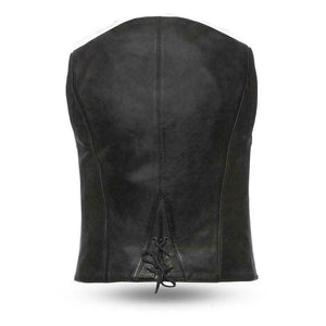 Ladies Motorcycle Leather Vest Western Style V Neck Women vest