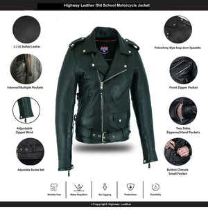 Highway Leather Old School Police Style Motorcycle Leather Jacket