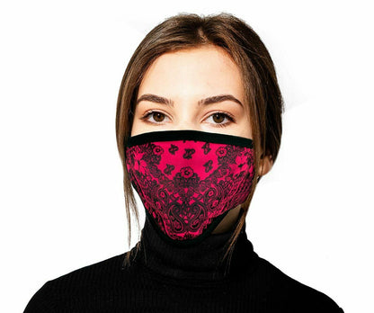 Face Mask 100% Cotton "Paisley Pink" Motorcycle facemask for Bikers FMD1012