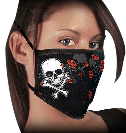 Face Mask 100% Cotton "ROSE AND SKULL" Motorcycle facemask for Bikers FMD1020