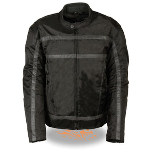 Men's Textile Racer Jacket w/ Reflective Stripes