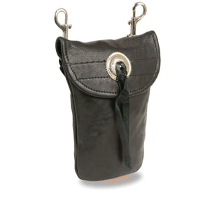 Leather Belt Bag w/ Concho & Double Clasps (7.5X6)