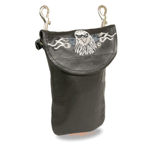 Leather Belt Bag w/ Eagle Head & Double Clasps (7.5X6)
