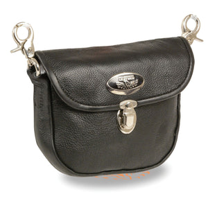 Leather Belt Bag w/ Flap & Belt Clasps(8.5X5.5)