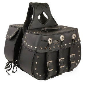 Concho design studded saddle bag - (3) strap (SH652ZB)