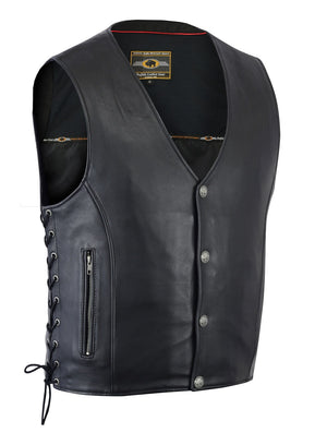 Straight bottom Gun pocket leather vest