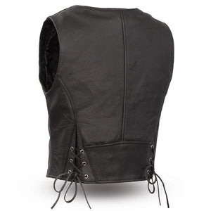 The Montana Ladies Motorcycle Black Leather Vest