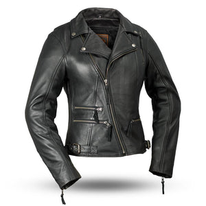 The Monte Carlo Ladies Leather Motorcycle Jacket Black