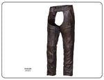 Unisex Montana Brown Premium Leather Motorcycle Chaps