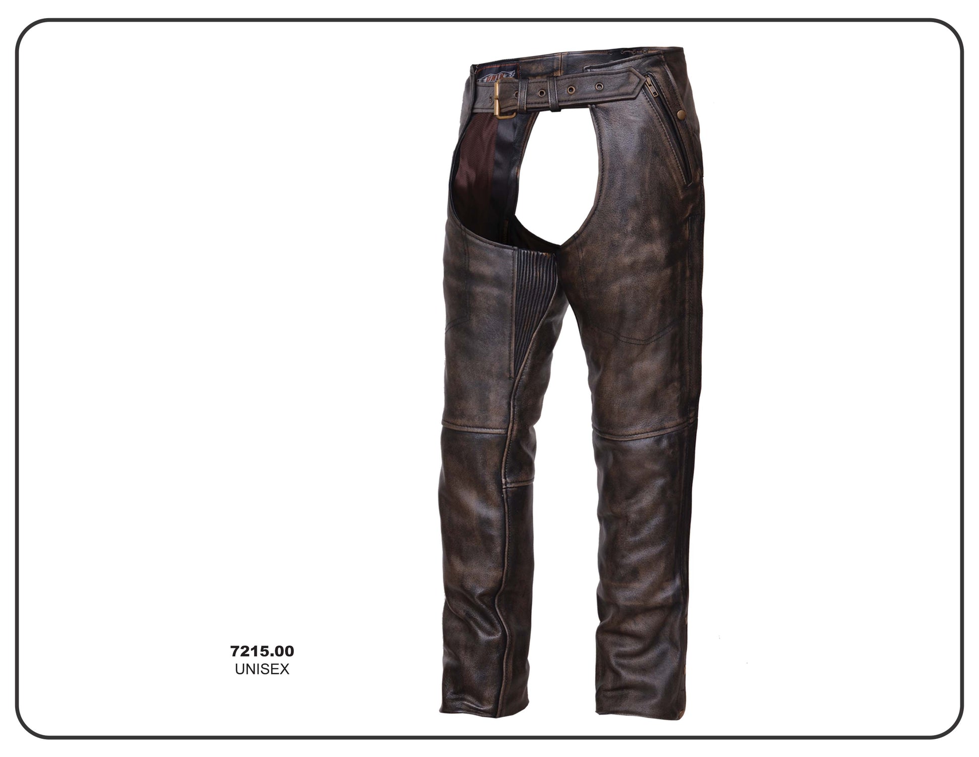 Unisex Montana Brown Premium Leather Motorcycle Chaps