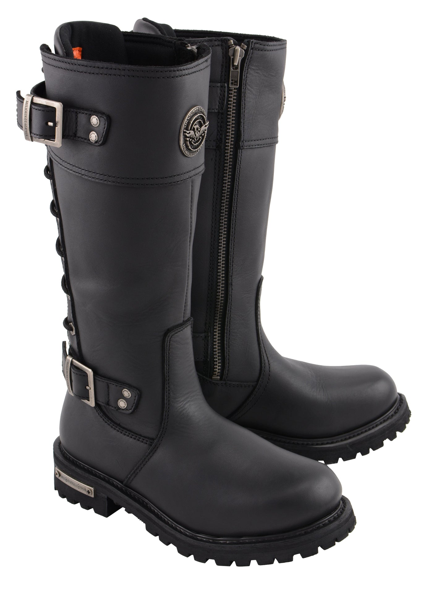 Women's 15" Calf Laced Leather Riding Boot W/ Side Zipper Entry
