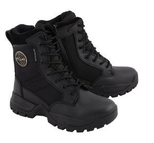 Women Leather Tactical Boot w/ Side Zipper
